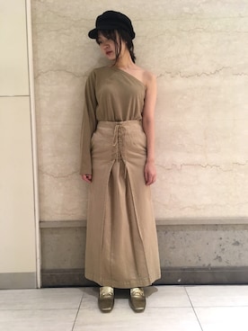 「アイテム（キャスケット）」を使った、hiroe kaminogouyaさん（レディース・157cm）の夏コーディネート