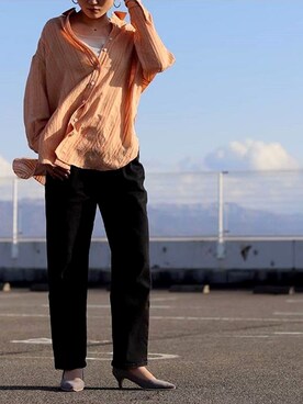 「アイテム（シャツ/ブラウス、ピンク系）」を使った、konoさん（レディース・166cm）の春コーディネート