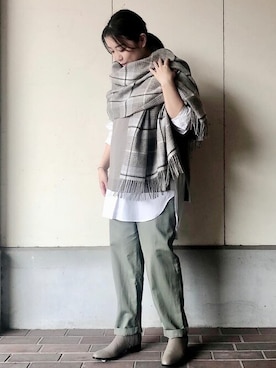 「human woman（ヒューマンウーマン）の◆オリジナルショートブーツ（ブーツ）」を使った、akoさん（レディース・156cm）の秋コーディネート