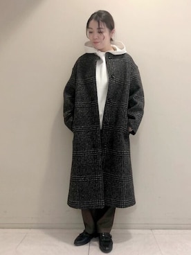 「human woman（ヒューマンウーマン）の◆裏起毛ダンボールパーカー（パーカー）」を使った、akoさん（レディース・156cm）の冬コーディネート