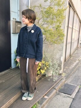 「PAR ICI」｜「アイテム（デニムジャケット）」を使った、PAR ICIさん（レディース・155cm）の冬コーディネート