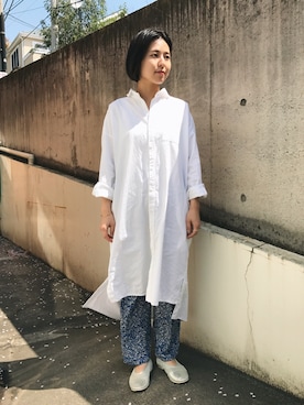「PAR ICI」｜「アイテム（シャツワンピース）」を使った、PAR ICIさん（レディース・157cm）の春コーディネート