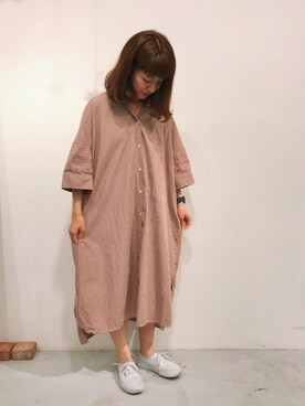 「PAR ICI」｜「アイテム（シャツワンピース）」を使った、PAR ICIさん（レディース・154cm）の春コーディネート