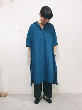 「PAR ICI」｜「アイテム（シャツワンピース）」を使った、PAR ICIさん（レディース・166cm）の春コーディネート