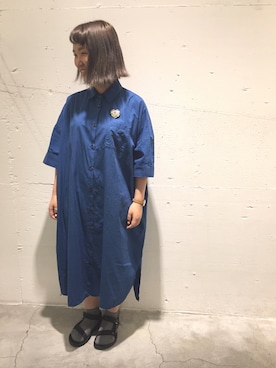 「PAR ICI」｜「アイテム（シャツワンピース）」を使った、PAR ICIさん（レディース・153cm）の夏コーディネート