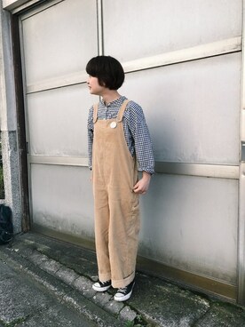 「PAR ICI」｜「アイテム（オールインワン・サロペット）」を使った、PAR ICIさん（レディース・156cm）の秋コーディネート