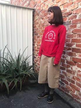 「PAR ICI」｜「アイテム（スウェット）」を使った、PAR ICIさん（レディース・154cm）の冬コーディネート