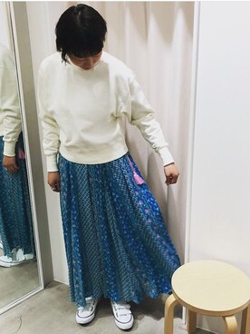 「PAR ICI」｜「アイテム（スウェット）」を使った、PAR ICIさん（レディース・163cm）の春コーディネート