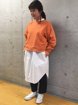 「PAR ICI」｜「アイテム（スウェット）」を使った、PAR ICIさん（レディース・150cm）の冬コーディネート