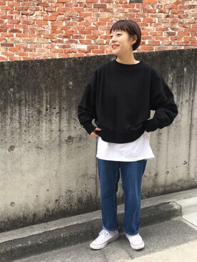 「PAR ICI」｜「アイテム（スウェット）」を使った、PAR ICIさん（レディース・156cm）の冬コーディネート
