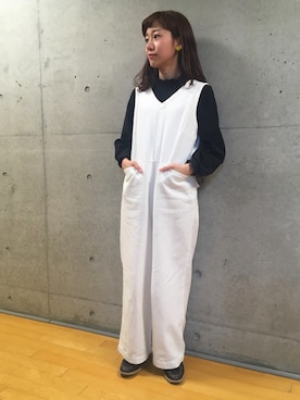 「PAR ICI」｜「アイテム（オールインワン・サロペット）」を使った、PAR ICIさん（レディース・154cm）の春コーディネート