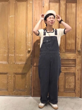 「PAR ICI」｜「アイテム（オールインワン・サロペット）」を使った、PAR ICIさん（レディース・158cm）の春コーディネート