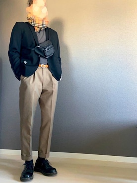 「SHAREEF（シャリーフ）のアイテム（テーラードジャケット）」を使った、かばさん（メンズ・172cm）の冬コーディネート