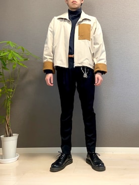 「RYO TAKASHIMA（リョウタカシマ）のアイテム（ブルゾン）」を使った、かばさん（メンズ・172cm）の冬コーディネート