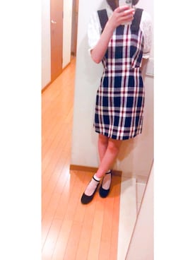 「dazzlin（ダズリン）のアイテム（ジャンパースカート）」を使った、Erikaさん（レディース・170cm）の夏コーディネート