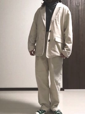 「CONVERSE（コンバース）の【CONVERSE】キャンバスオールスターJHI（スニーカー、ホワイト系）」を使った、ENBOさん（レディース・155cm）の秋コーディネート