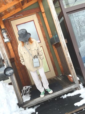 「CONVERSE（コンバース）のCONVERSE/コンバース　STARCANVAS ALL STAR J HI/キャンバスオールスターハイカット（ジャパンモデル）（スニーカー、グリーン系）」を使った、ENBOさん（レディース・155cm）の春コーディネート