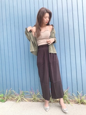 「RANDA（ランダ）の3E/ストレスフリー/サイドオープンパンプス（パンプス）」を使った、sayaka💄さん（レディース・175cm）の秋コーディネート