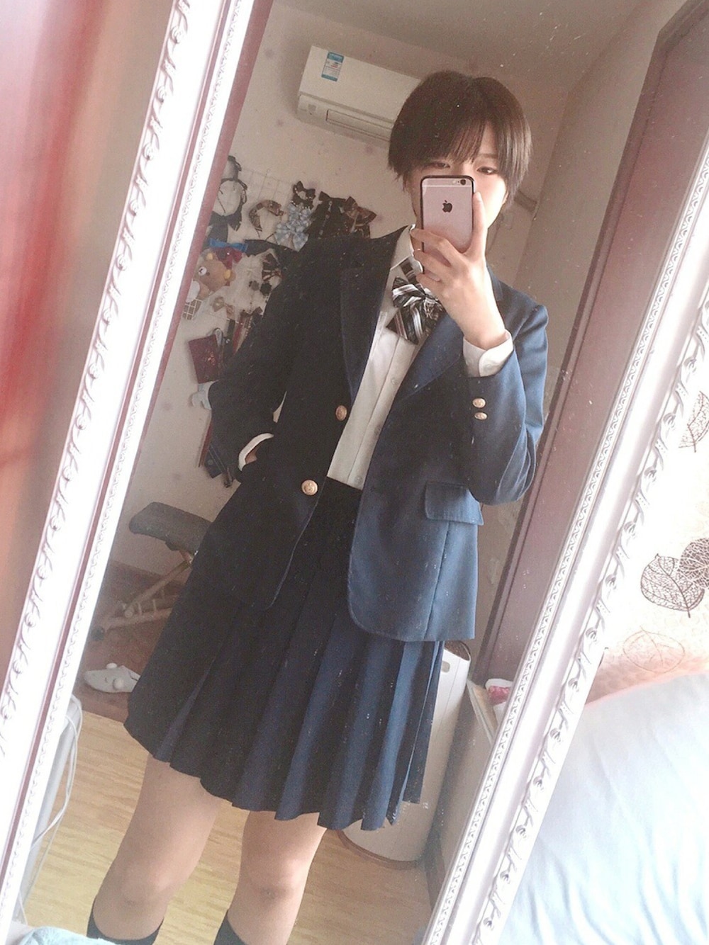 「JK、jk制服、制服、高校生」｜「Michaelisのアイテム（ネクタイ、ブラック系）」を使った、Kukiさん（レディース・165cm）の春コーディネートの1枚目の写真