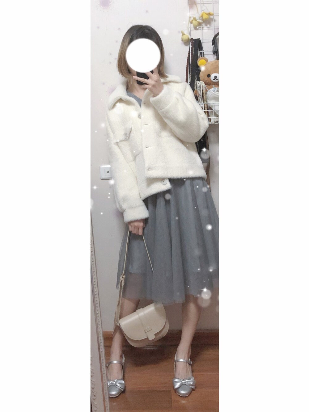 「休日スタイル、春コーデ、ootd、シンプル、ブラック」｜「FFAN范范のアイテム（ブルゾン、ホワイト系）」を使った、Kukiさん（レディース・165cm）の冬コーディネートの1枚目の写真