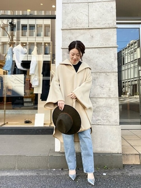 「Whim Gazette（ウィムガゼット）のアイテム（ポンチョ）」を使った、wg_sato(Whim Gazette AOYAMA)さん（レディース・156cm）の冬コーディネート