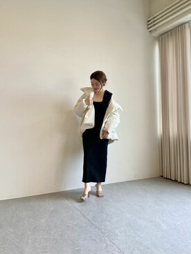 「Whim Gazette（ウィムガゼット）のアイテム（ダウンジャケット/コート）」を使った、wg_sato(Whim Gazette AOYAMA)さん（レディース・156cm）の夏コーディネート