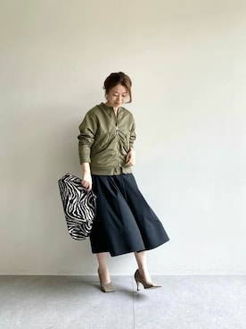 「Whim Gazette（ウィムガゼット）のアイテム（MA-1）」を使った、wg_sato(Whim Gazette AOYAMA)さん（レディース・156cm）の夏コーディネート