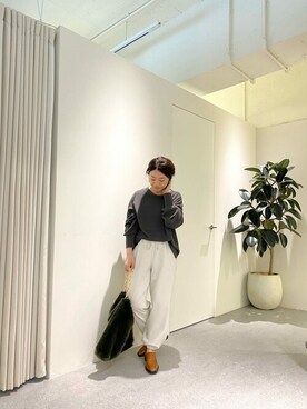 「Whim Gazette（ウィムガゼット）のアイテム（スウェットパンツ）」を使った、wg_sato(Whim Gazette AOYAMA)さん（レディース・156cm）の夏コーディネート