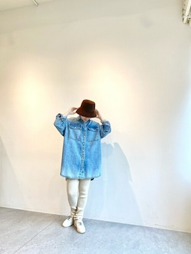 「Whim Gazette（ウィムガゼット）のアイテム（シャツワンピース）」を使った、wg_sato(Whim Gazette AOYAMA)さん（レディース・156cm）の秋コーディネート