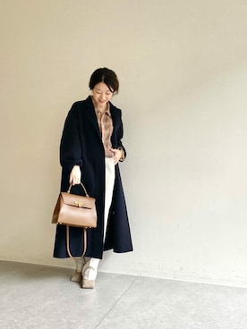 「Whim Gazette（ウィムガゼット）のアイテム（チェスターコート）」を使った、wg_sato(Whim Gazette AOYAMA)さん（レディース・156cm）の秋コーディネート