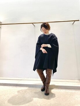 「タートルネック」｜「アイテム（ポンチョ）」を使った、wg_sato(Whim Gazette AOYAMA)さん（レディース・156cm）の冬コーディネート