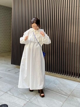 「Whim Gazette（ウィムガゼット）のアイテム（シャツワンピース）」を使った、wg_sato(Whim Gazette AOYAMA)さん（レディース・156cm）の冬コーディネート