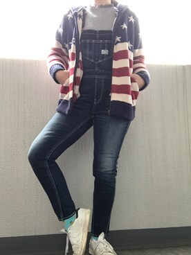 「RODEO CROWNS WIDE BOWL（ロデオクラウンズワイドボウル）のアイテム（サロペット/オーバーオール）」を使った、hana_hanaさん（レディース・162cm）の春コーディネート