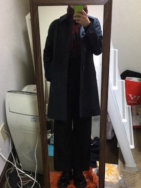 「アイテム（ステンカラーコート）」を使った、umeさん（メンズ・166cm・10代）の冬コーディネート