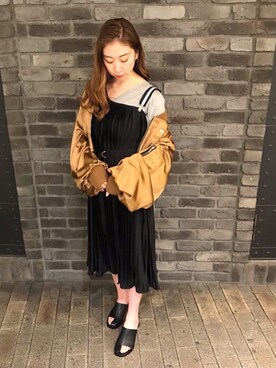 「ドッキングワンピ」｜「アイテム（MA-1）」を使った、Imaokaさん（レディース・160cm）の春コーディネート