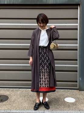 「NOMBRE IMPAIR（ノンブルアンペール）のアイテム（シャツワンピース）」を使った、koba.さん（レディース・169cm）の春コーディネート