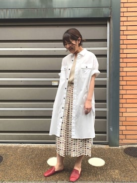 「FIL DE FER（フィルデフェール）のアイテム（シャツワンピース）」を使った、koba.さん（レディース・169cm）の春コーディネート