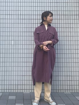 「NOMBRE IMPAIR（ノンブルアンペール）のアイテム（シャツワンピース）」を使った、koba.さん（レディース・169cm）の秋コーディネート