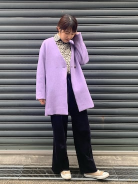 「NOMBRE IMPAIR（ノンブルアンペール）のアイテム（ノーカラーコート）」を使った、koba.さん（レディース・169cm）の冬コーディネート