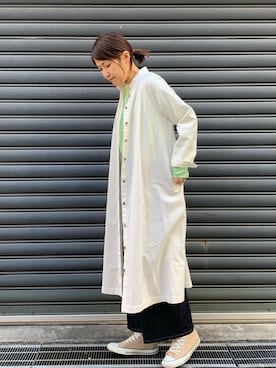 「NOMBRE IMPAIR（ノンブルアンペール）のアイテム（シャツワンピース）」を使った、koba.さん（レディース・169cm）の冬コーディネート