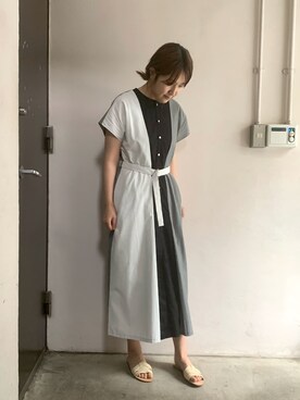 「FIL DE FER（フィルデフェール）のアイテム（シャツワンピース）」を使った、koba.さん（レディース・168cm）の春コーディネート
