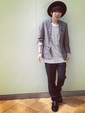 「tk.TAKEO KIKUCHI（ティーケータケオキクチ）のアイテム（その他アウター）」を使った、足立大希さん（メンズ・164cm）の春コーディネート