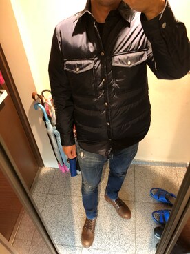 「MONCLER（モンクレール）のアイテム（ナイロンジャケット）」を使った、しゅうさん（メンズ・178cm）の夏コーディネート