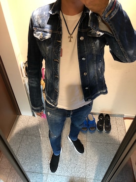 「DSQUARED2（ディースクエアード）のアイテム（デニムジャケット）」を使った、しゅうさん（メンズ・178cm）の秋コーディネート