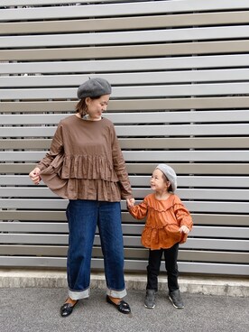 「PUAL CE CIN（ピュアルセシン）のアイテム」を使った、utasoraさん（キッズ・100cm）の秋コーディネート