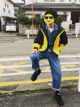 「JUNRED（ジュンレッド）のアイテム（デニムジャケット）」を使った、もちさん（メンズ・178cm）の冬コーディネート