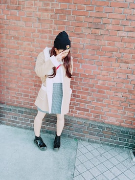 「earth music&ecology（アースミュージックアンドエコロジー）のアイテム（ダッフルコート）」を使った、haaaﾁｬﾝさん（レディース・157cm）の冬コーディネート