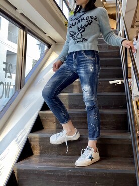 「DSQUARED2（ディースクエアード）のアイテム」を使った、53himiさん（レディース・161cm）の冬コーディネート