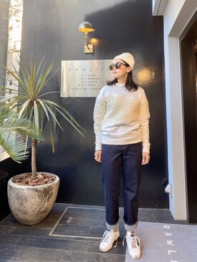 「CPH（シーピーエイチ）のアイテム（ニットキャップ/ビーニー）」を使った、53himiさん（レディース・161cm）の冬コーディネート