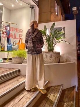「CPH（シーピーエイチ）のアイテム（ハンチング/ベレー帽）」を使った、53himiさん（レディース・161cm）の冬コーディネート